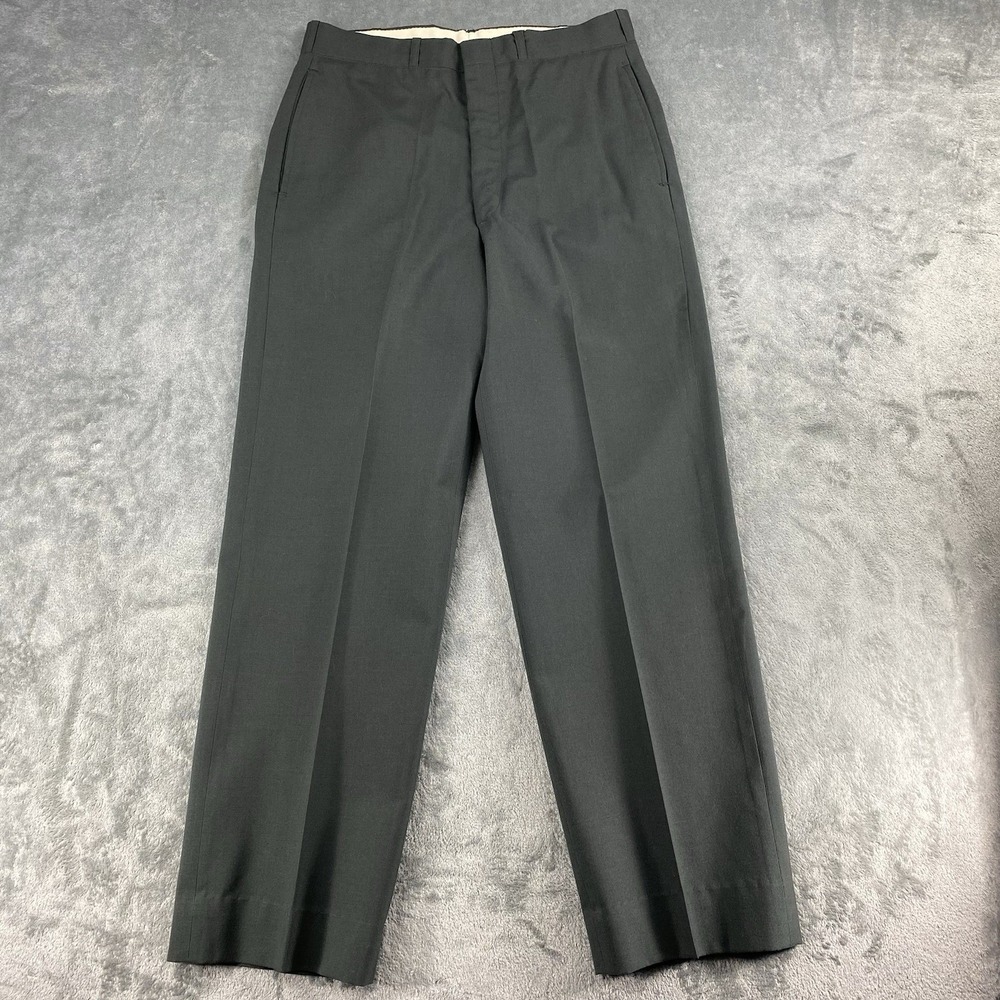 VTG Military Trousers Pants Men 30R (fit 30x27.5) Tropical Army Green Poly Wool